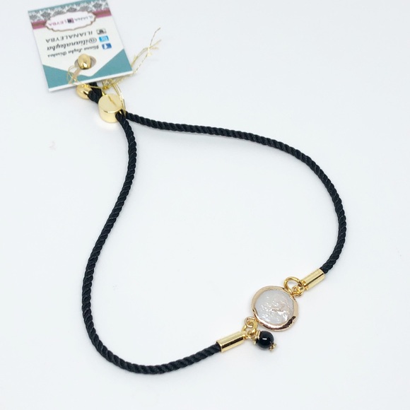 Iliana Leyba Jewelry - CLEARANCE Mother of Pearl Cord BLACK Bracelet